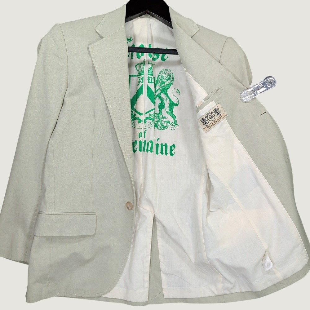 Juicy Couture Mens 40 Regular Beige Cotton Blazer House of Adrenaline Crest Y2K